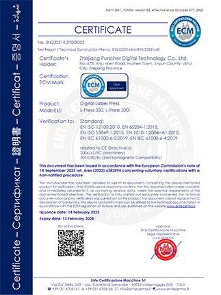 Label Press CE Certificate