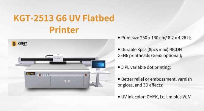 KGT-2513-G6 UV Digital Flatbed Printer: A Professional UV Digital Printing Machine for Industrial Printing