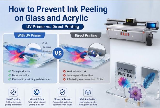 How to Prevent Ink Peeling on Glass and Acrylic: UV Primer vs. Direct Printing