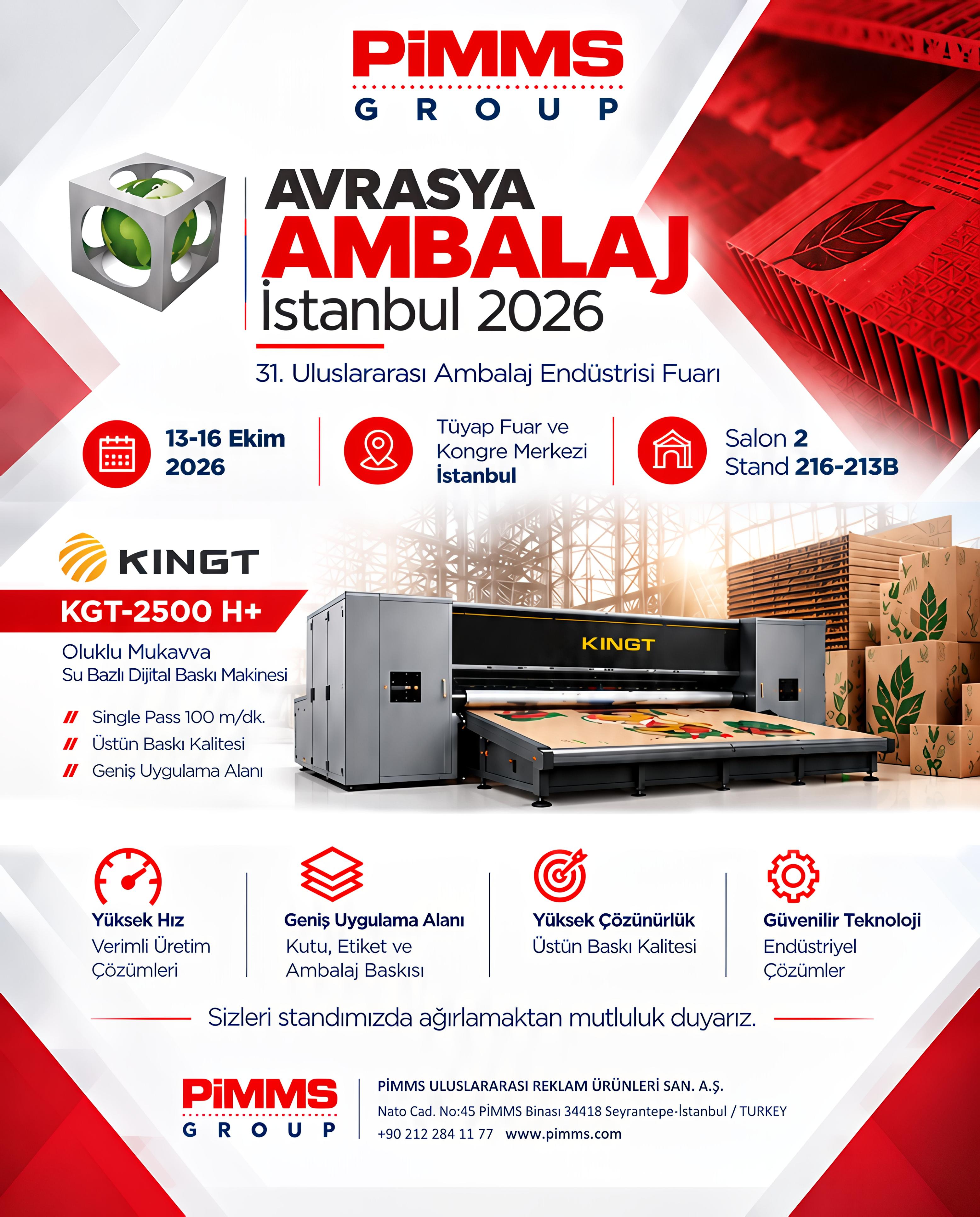 PiMMS Group to Exhibit at Avrasya Ambalaj Istanbul 2026 with KINGT Printing Solutions